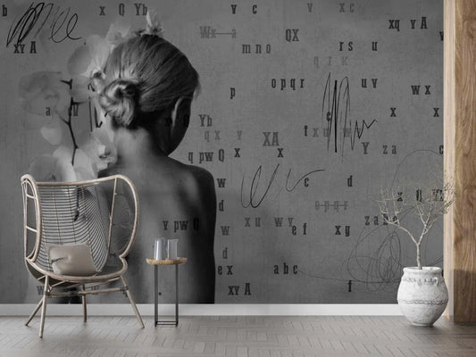 Black and White Woman Figure Wallpaper: Modern Body Line Art, Peel and Stick