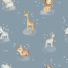 Jungle Animals Wallpaper Mural: Giraffe, Fox, Lion & Deer Kids Room Decor