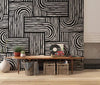 Black and White Geometric Stripe Wallpaper Mural: Modern Abstract Design