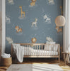 Jungle Animals Wallpaper Mural: Giraffe, Fox, Lion & Deer Kids Room Decor