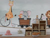 Giraffe on Bicycle Wallpaper: Animal Friends Peel and Stick Wall Mural