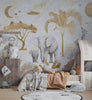 Gold Tones Safari Wallpaper - Nursery Wall Decor - Deluxe Textured Wallpaper